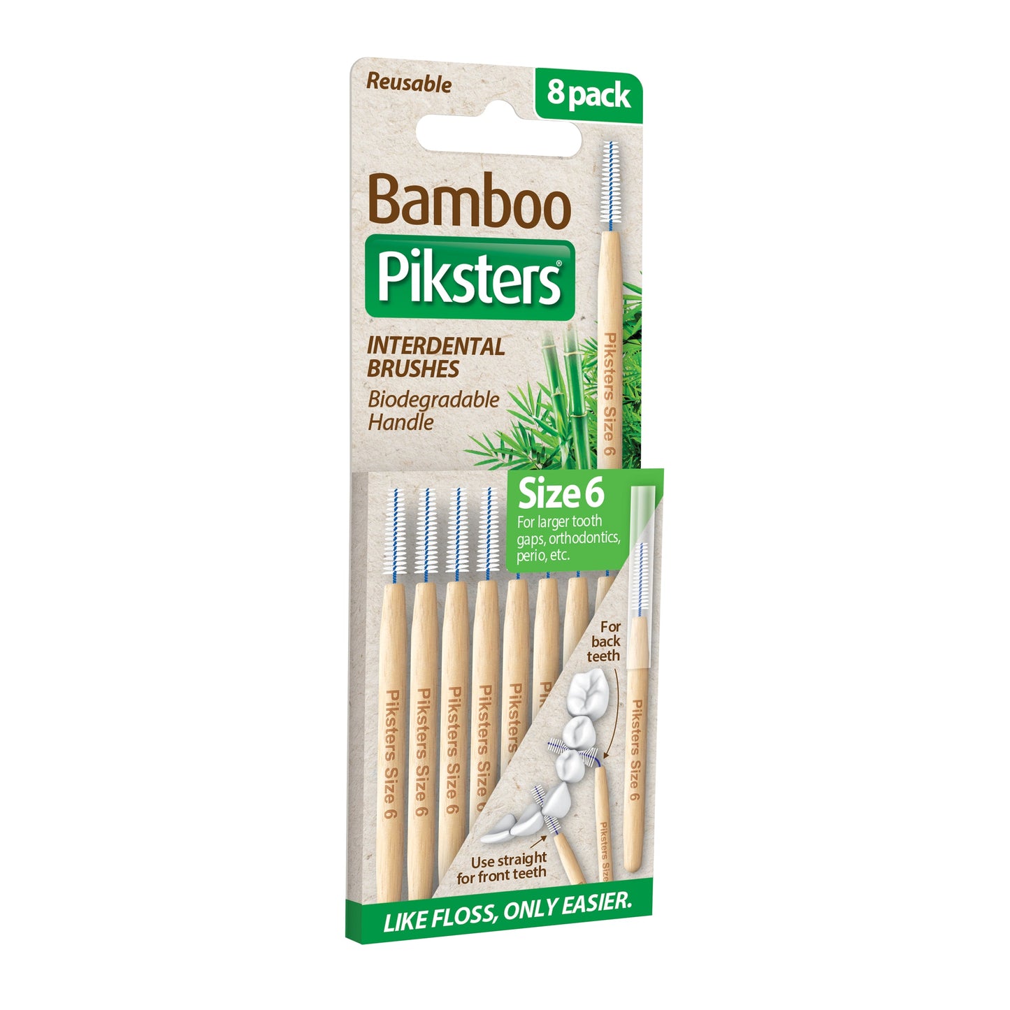 Piksters Bamboo Size 6 Grn 8pk