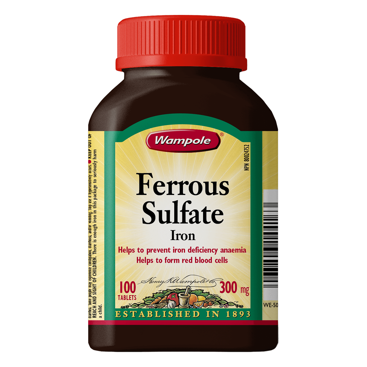 Wampole - Ferrous Sulfate 300MG Iron | 100 Tablets