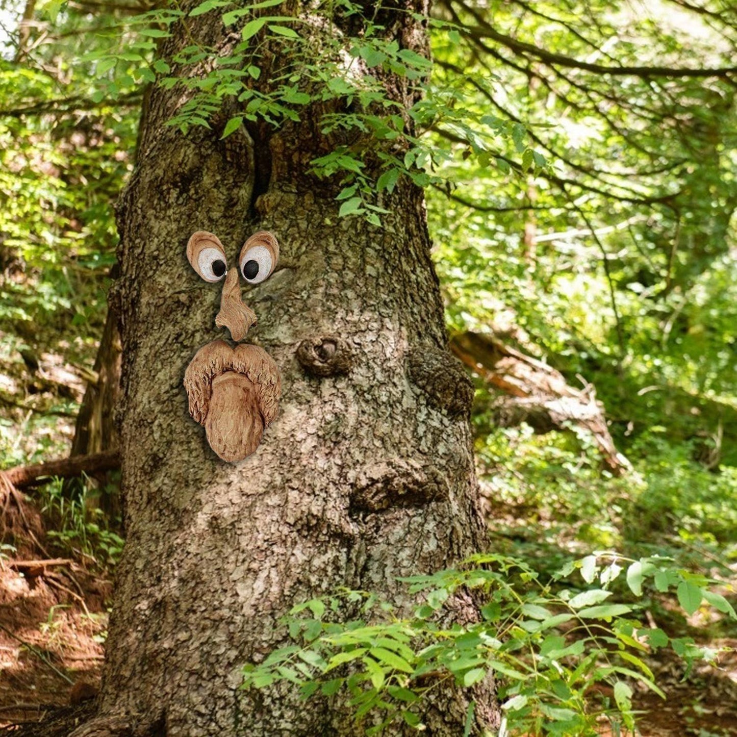 Sculpture of an Old Man Tree Hugger Multicolor