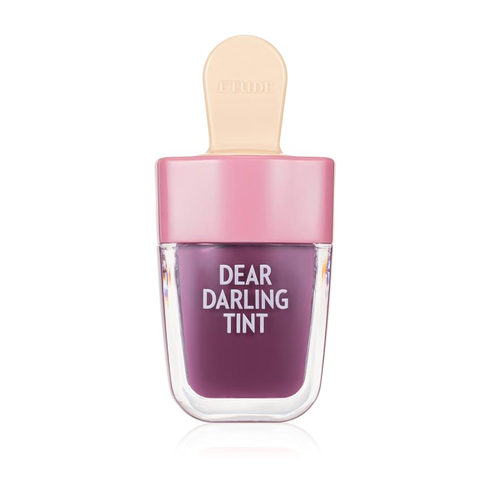 ETUDE Dear Darling Water Gel Tint Ice Cream (PK004 Red Bean Red) (21AD) | Vivid High-Color Lip Tint with Minerals and Vitamins from Soap Berry Extract to Moisture Your Lips