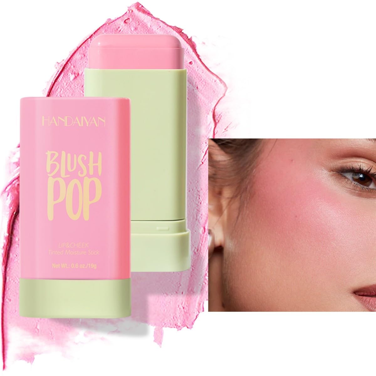 ONarisae Blush Stick Cream Makeup Solid Moisturizer Stick for Cheeks with Long Lasting Hydrating Formula Peach
