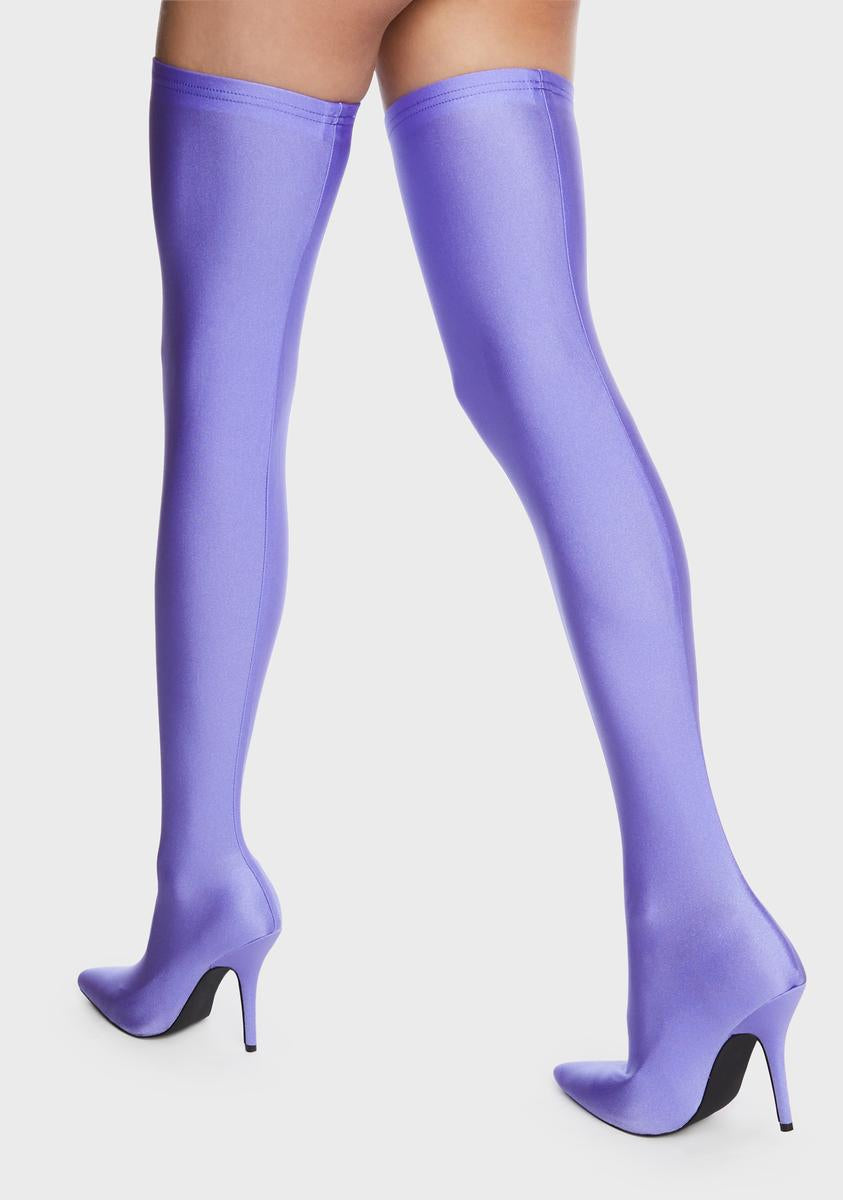 Purple Heartout Thigh High Boots