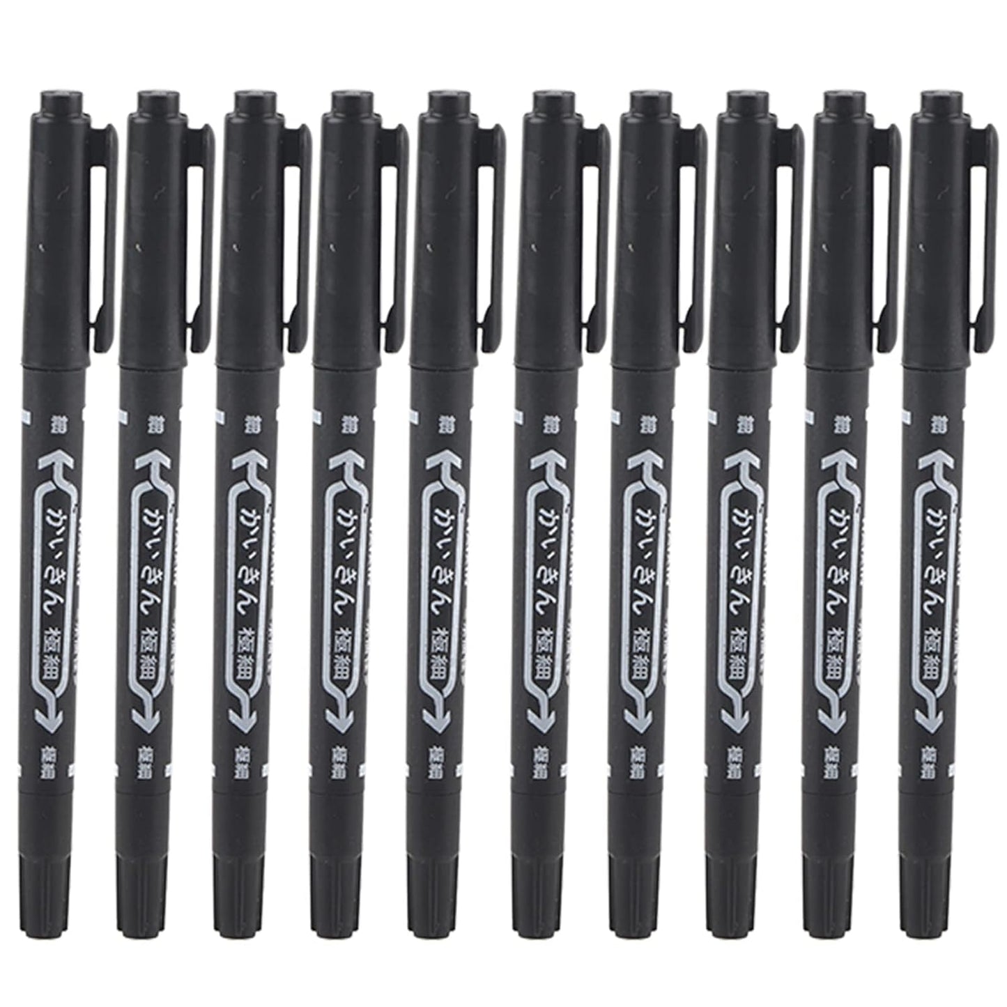 Saluaqui 10Pcs Double End Tattoo Stencil Skin Markers, Tattoo Piercing Positioning Skin Marker Marking Pen, Tattoo Tool, Tattoo Supply For Drawing On Skin Before Tattoo (Black)
