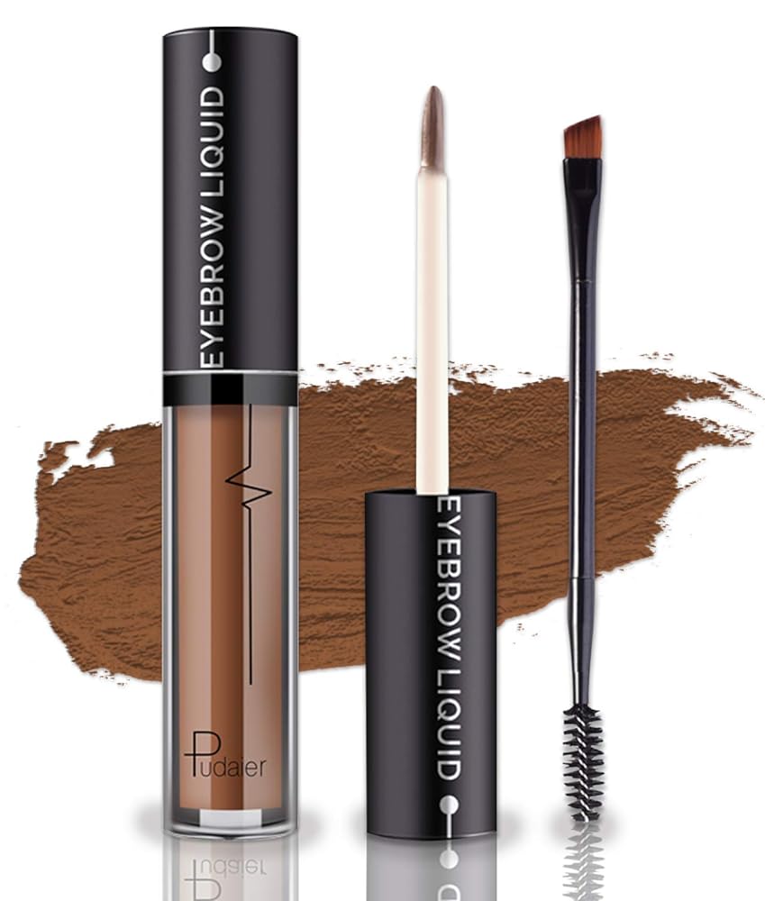 YOLETO Waterproof Eyebrow Gel - Dark Brown Tinted Mascara Makeup for Natural-Looking Brows, Long-Lasting Smudge-Proof Formula with Brow Shaper and Mascara Primer Brush Wand Kit