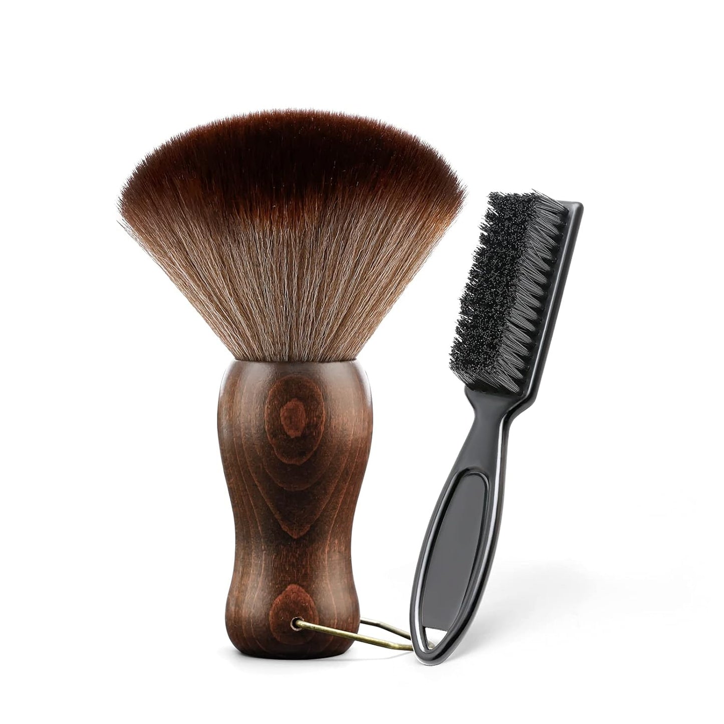CGBARBER Barber Neck Duster Brush Wood Handle with Hook for Hair CuttingÉ (Neck brush+Black brush)For All Hair Type.