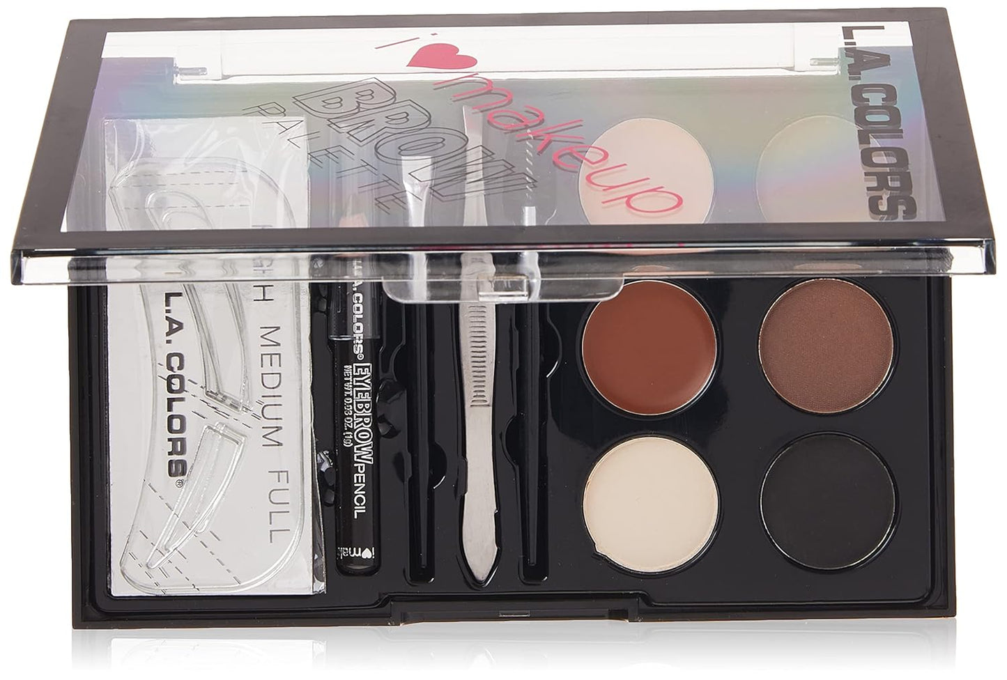 L.A. Colors I Heart Makeup Brow Palette, Medium to Dark, 0.26 Ounce
