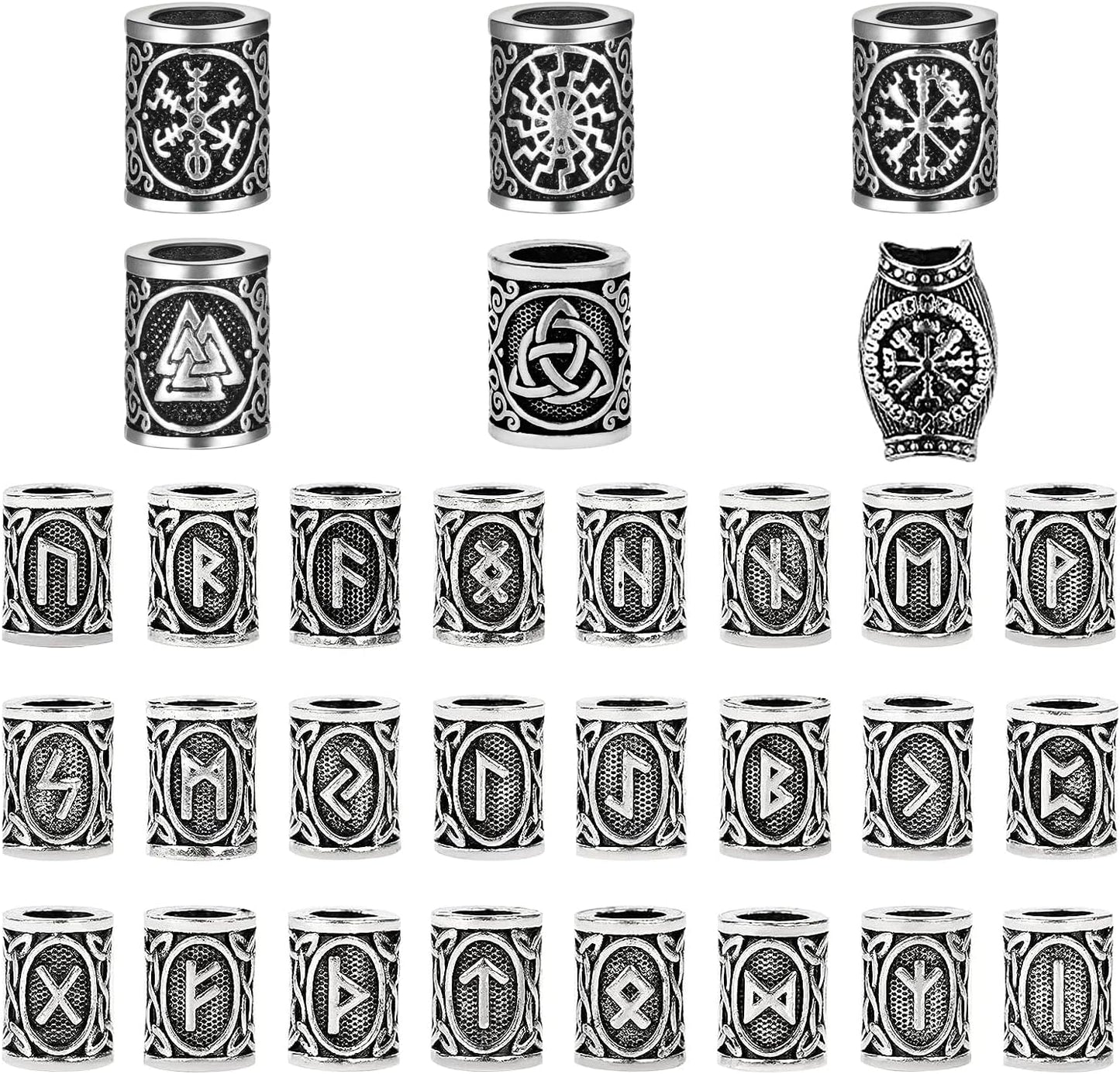 Premium Viking Hair Beads,Dreadlock Craft Beads Dread Beads,Beard Beads for Men,Viking Hair Accessories Rune Beads for Hair Braids Braiding Bracelet Pendant Necklace,Paracord Beads Beard Rings