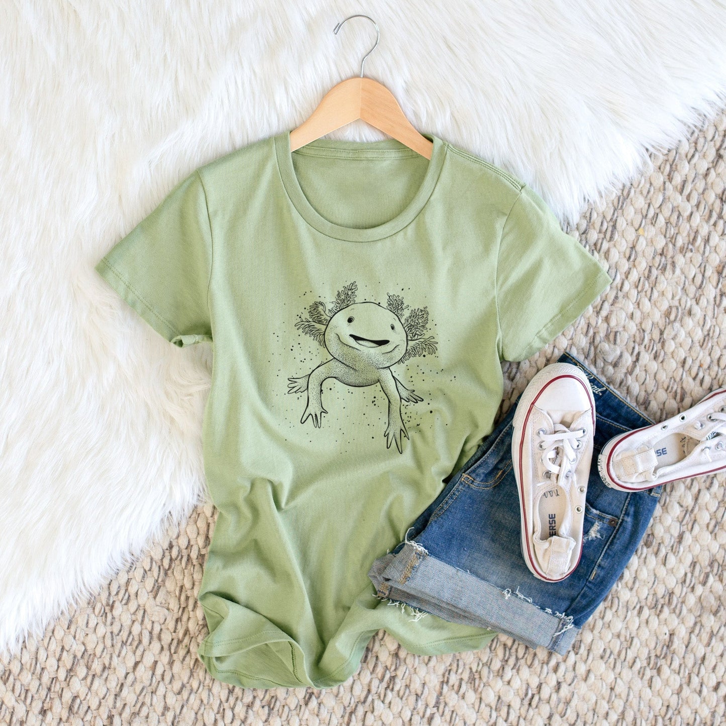 Axolotl - Ambystoma mexicanum - Women's Crewneck - Made in USA - 100% Organic Cotton