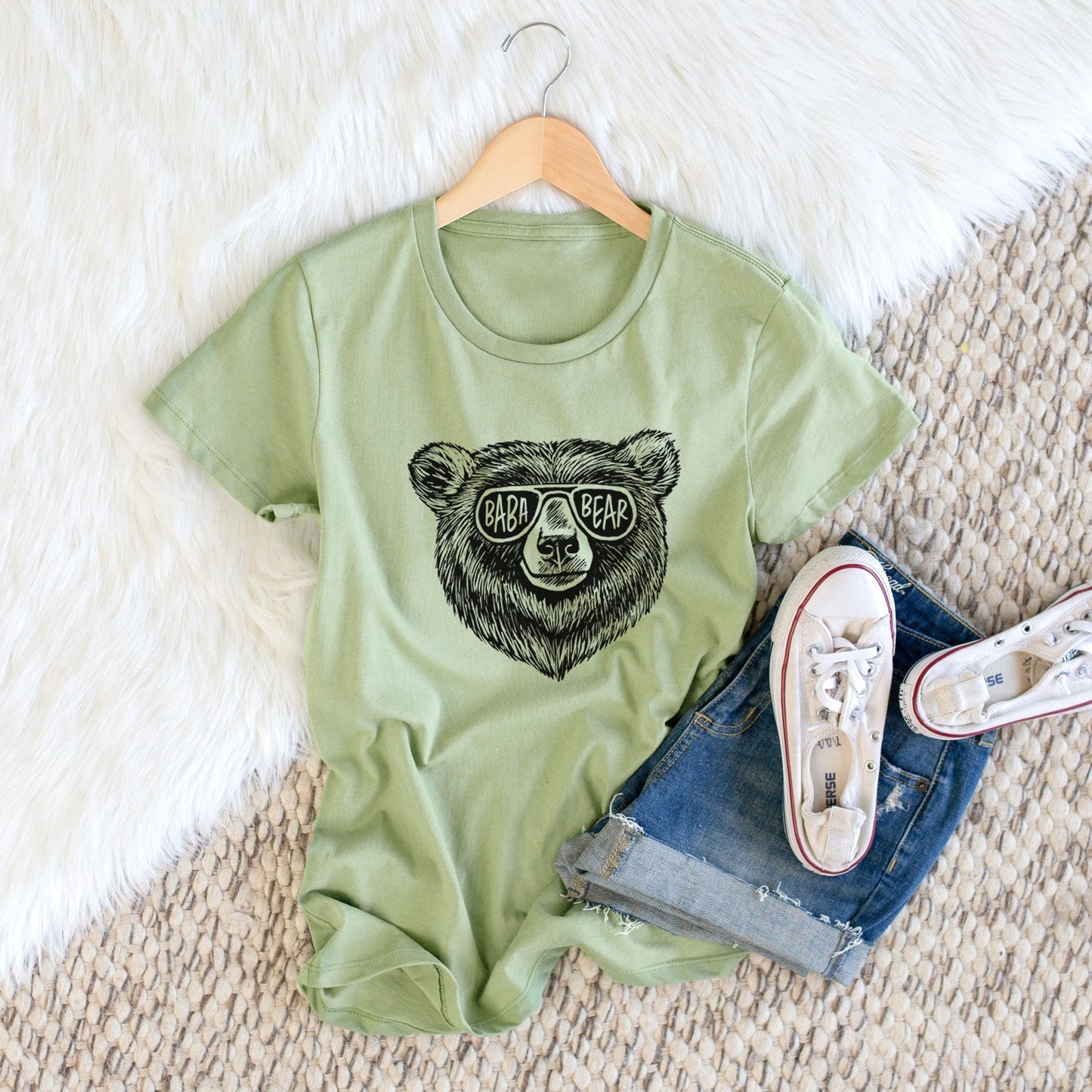 Baba Bear - Women's Crewneck - Made in USA - 100% Organic Cotton