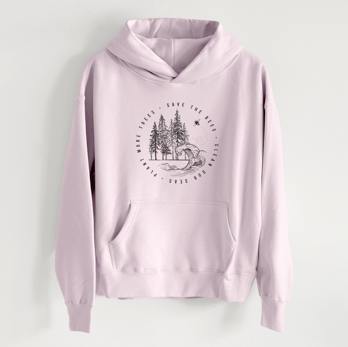 Save the Bees, Clean our Seas, Plant more Trees - Women's Heavyweight Relaxed Hoodie