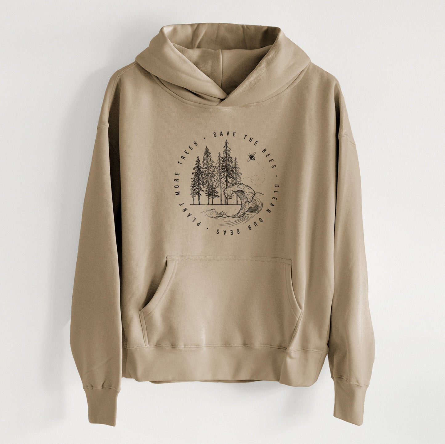 Save the Bees, Clean our Seas, Plant more Trees - Women's Heavyweight Relaxed Hoodie