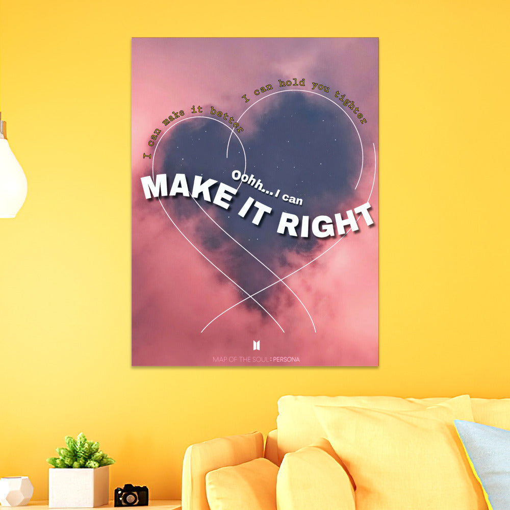 BTS Poster Art Wall Poster Sticky Poster Gift for Fans Make It Right Poster