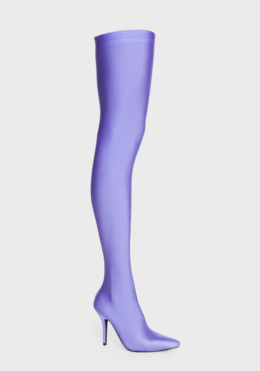 Purple Heartout Thigh High Boots