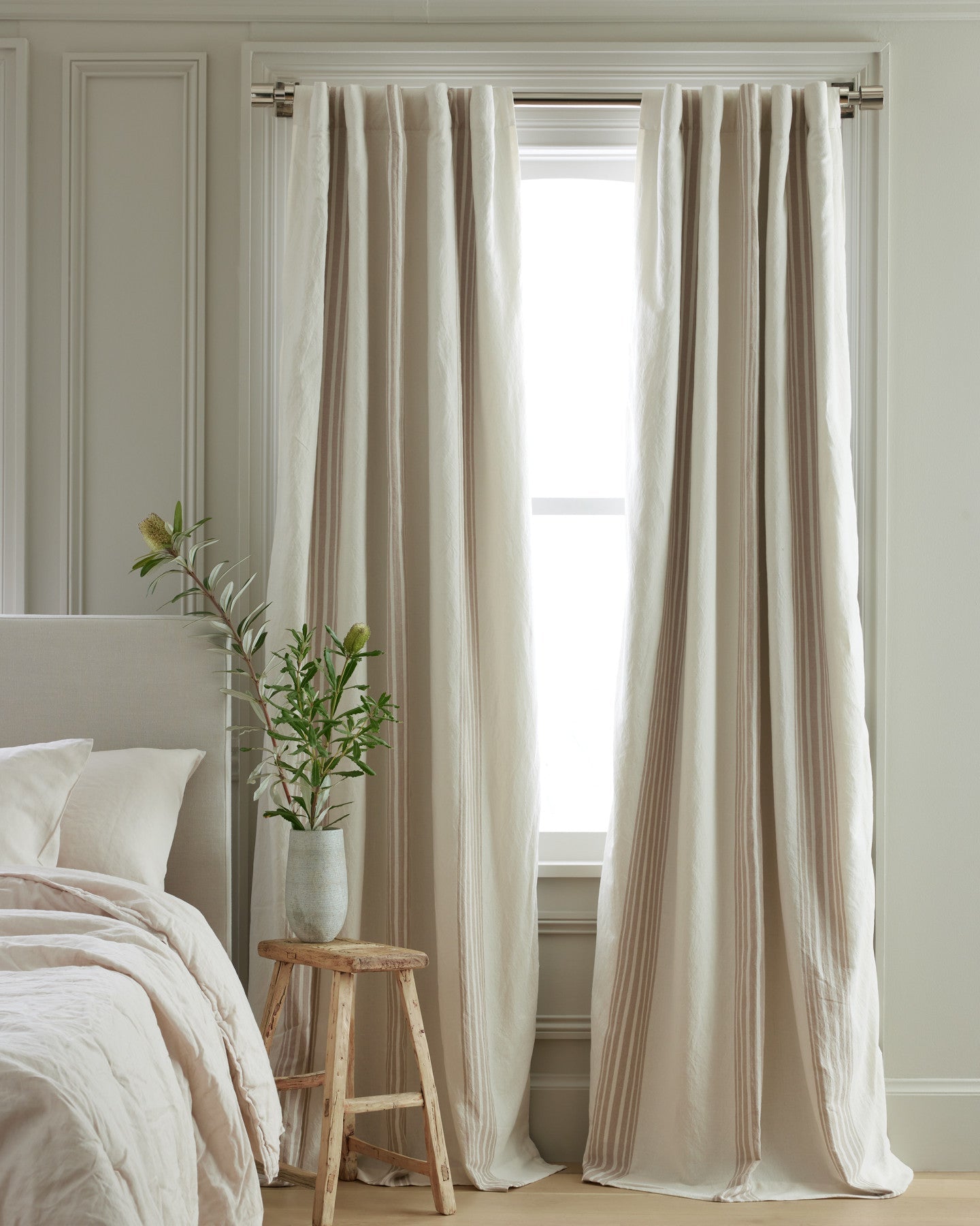 Coastal Stripe Linen Cotton Blackout Curtain