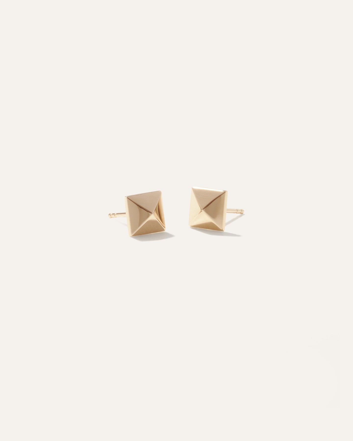 14K Gold Pyramid Stud Earrings