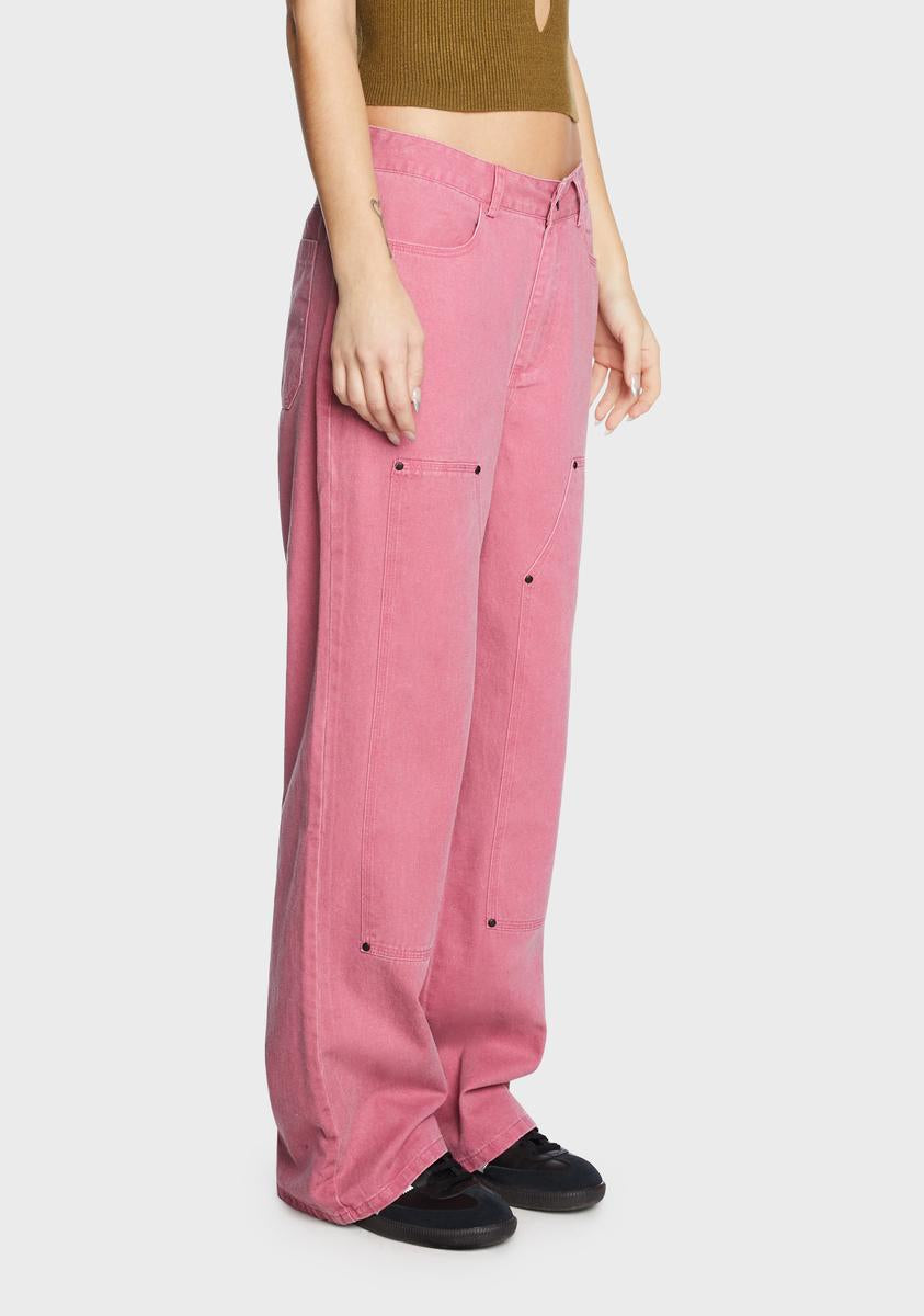 Berry Patchwork Utility Pants