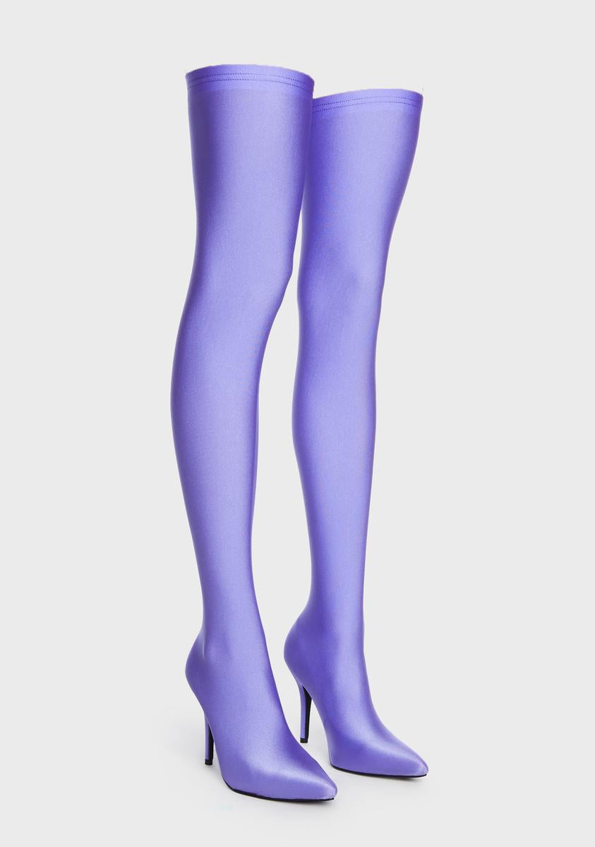 Purple Heartout Thigh High Boots