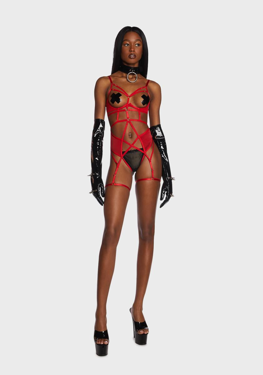 Sarah Open Cup Strappy Bodysuit