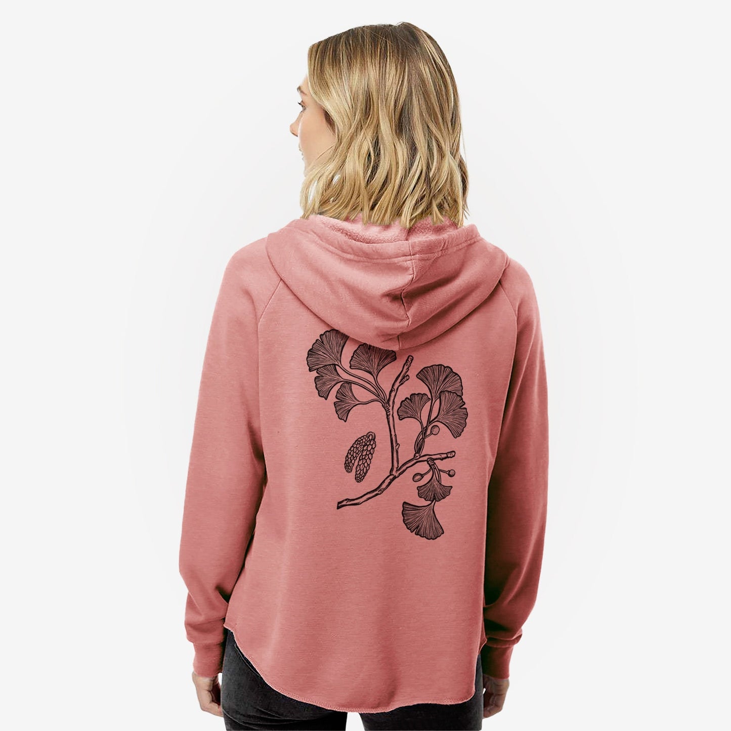 Ginkgo Biloba - Ginkgo Tree Stem with Leaves - Women's Cali Wave Zip-Up Sweatshirt