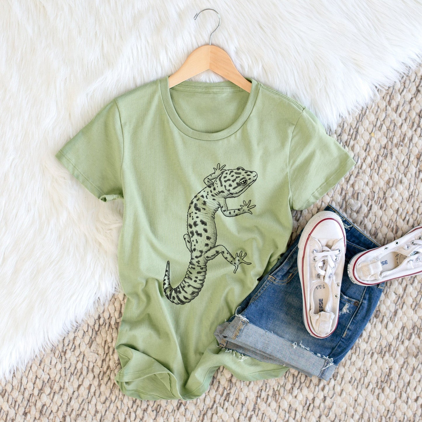 Eublepharis macularius - Leopard Gecko - Women's Crewneck - Made in USA - 100% Organic Cotton