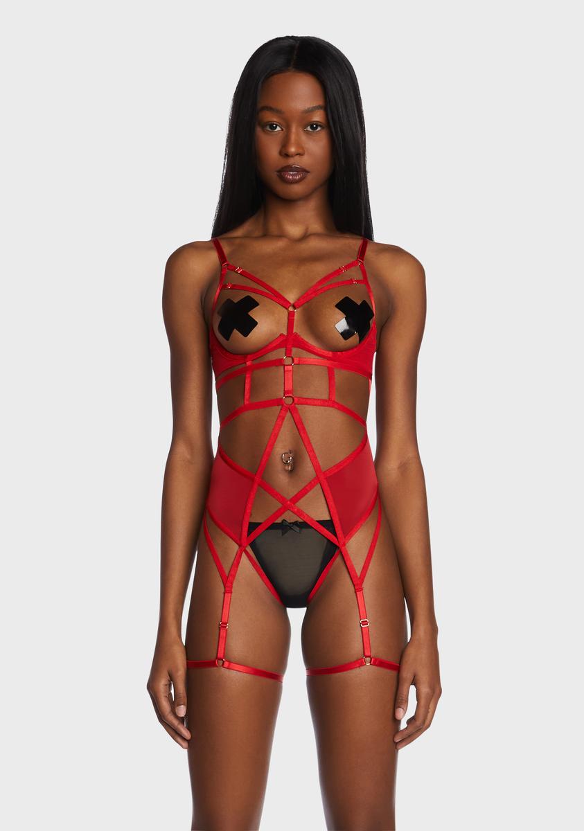 Sarah Open Cup Strappy Bodysuit