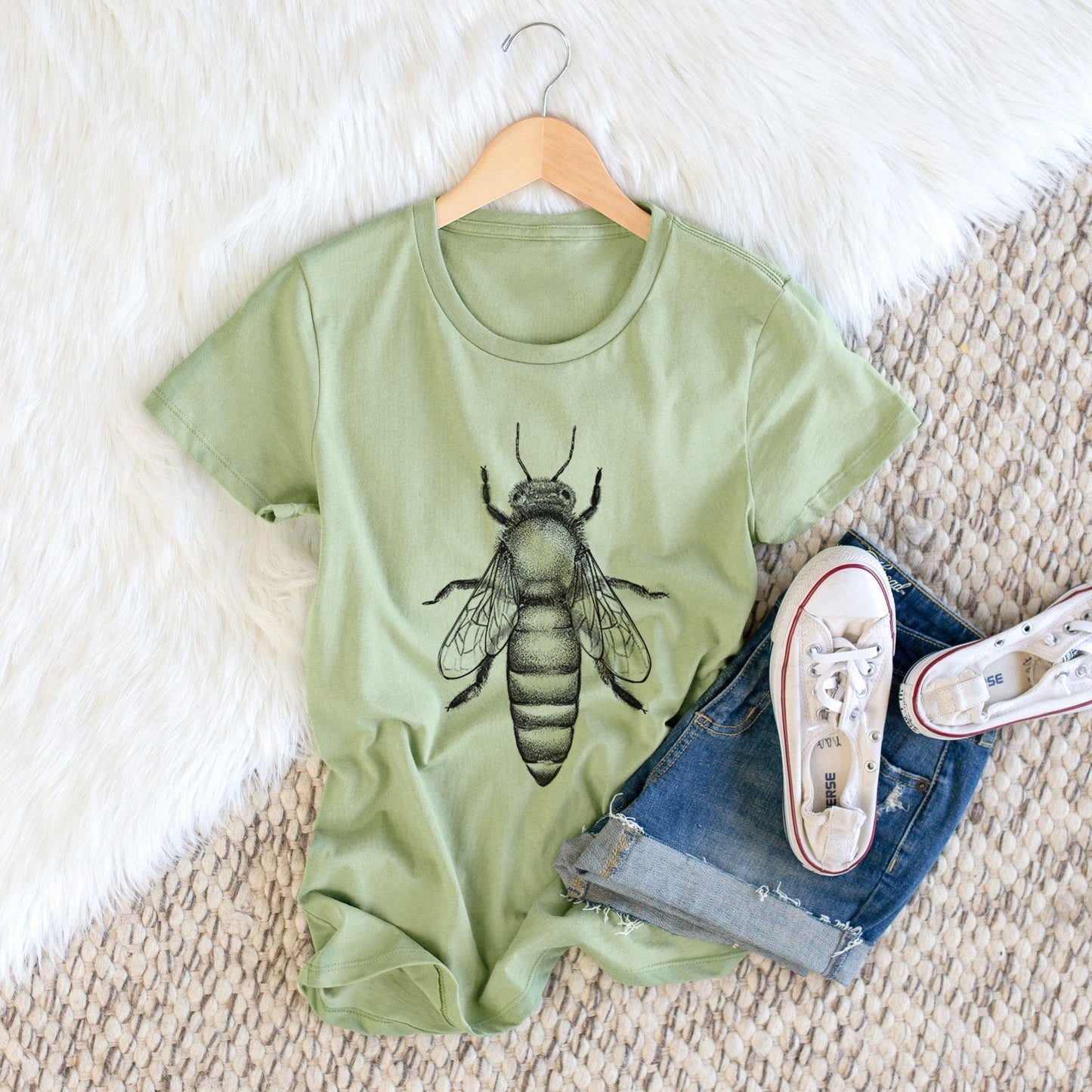 Queen Bee Apis Mellifera - Women's Crewneck - Made in USA - 100% Organic Cotton