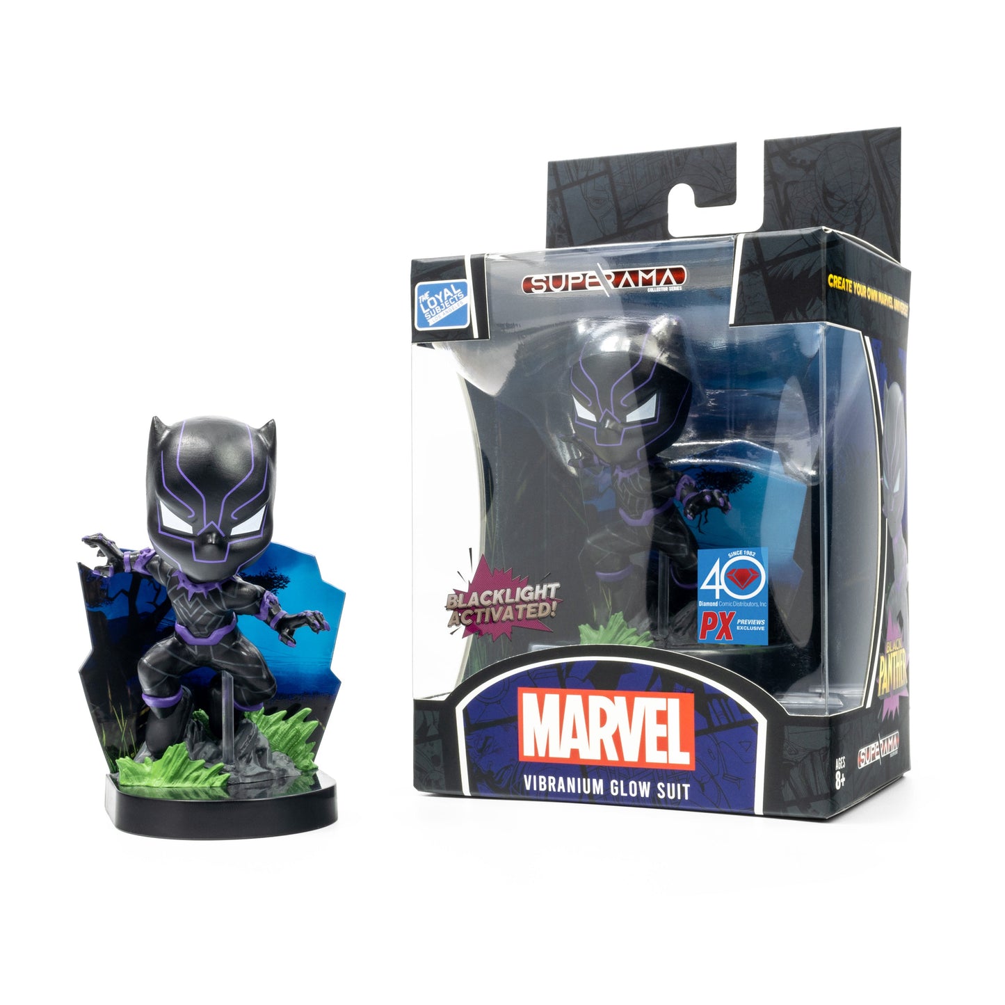 The Loyal Subjects Superama - Black Panther (Glowing Vibranium Suit) PX Limited Edition Diorama LOW STOCK