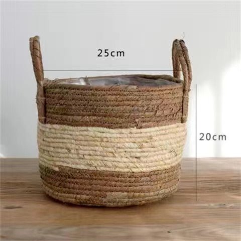 Wicker Planter Basket Natural Flower Pot Home Decor Garden Bamboo Seagrass Sunderies Storage Baskets Toy Holders