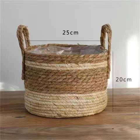 Wicker Planter Basket Natural Flower Pot Home Decor Garden Bamboo Seagrass Sunderies Storage Baskets Toy Holders