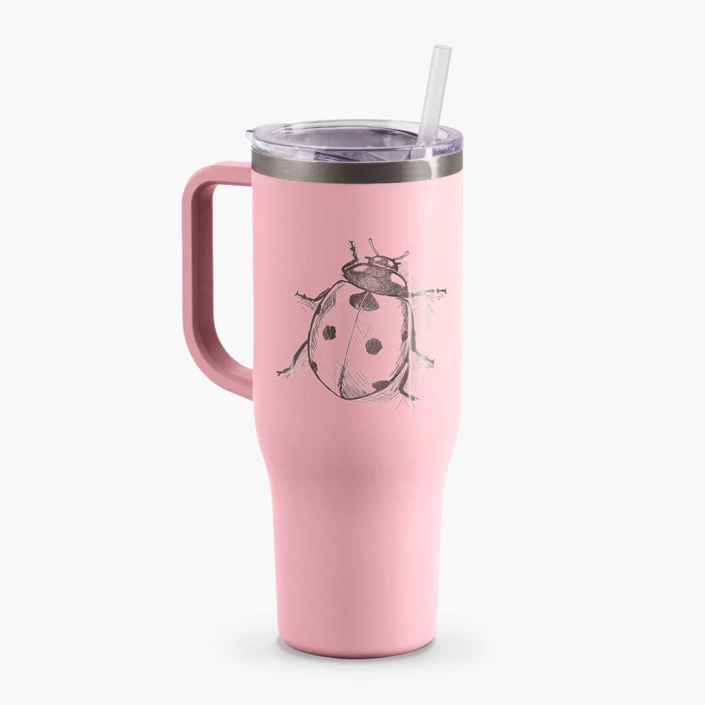 Coccinella septempunctata - Seven-spot Ladybird Ladybug - 40oz Tumbler with Handle