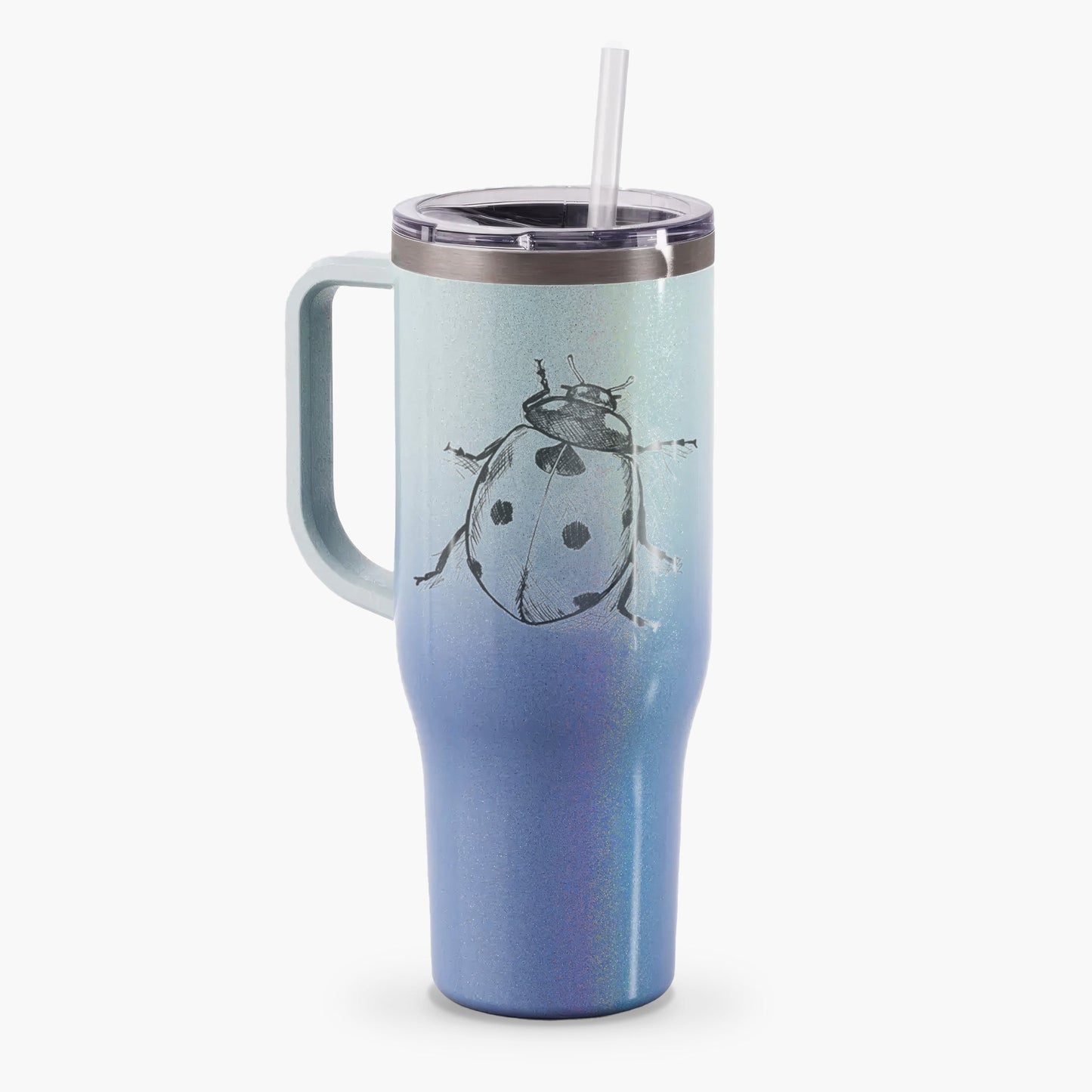 Coccinella septempunctata - Seven-spot Ladybird Ladybug - 40oz Tumbler with Handle