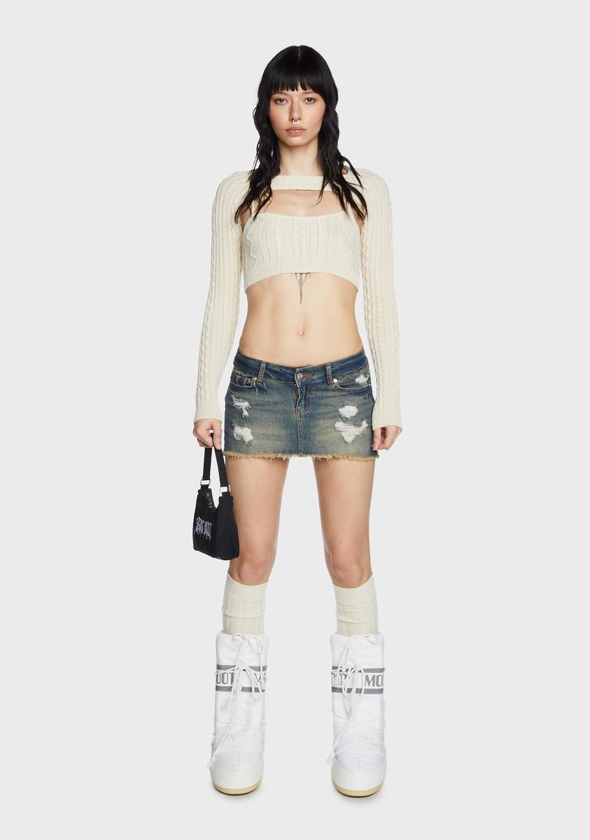Two-Piece Cable Knit Top