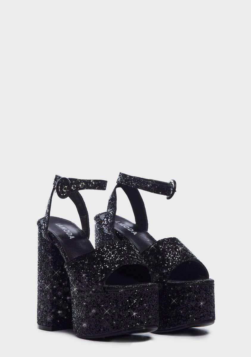Black C Me Platform Heels