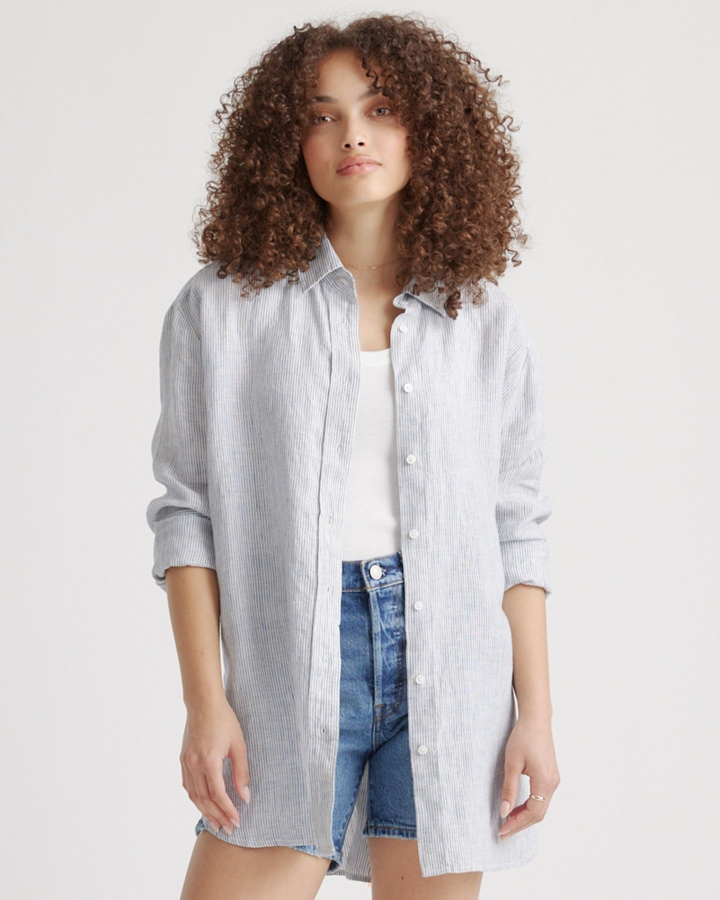 100% European Linen Long Sleeve Oversized Shirt