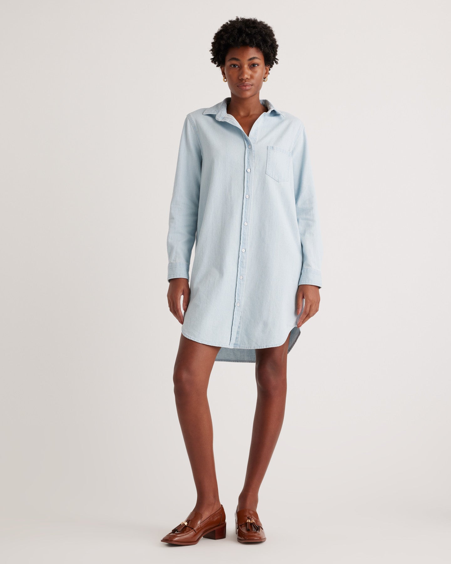 Distressed Denim Shirt Dress