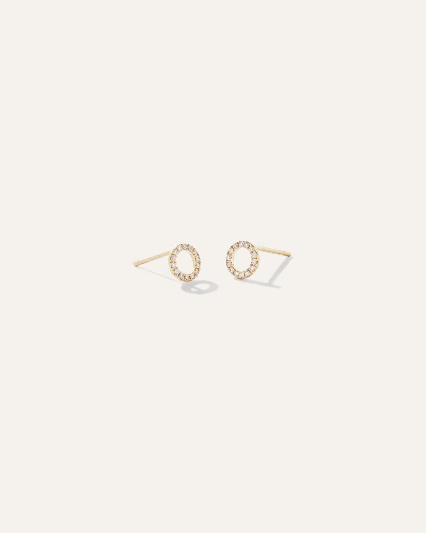 14K Diamond Pave Circle Studs