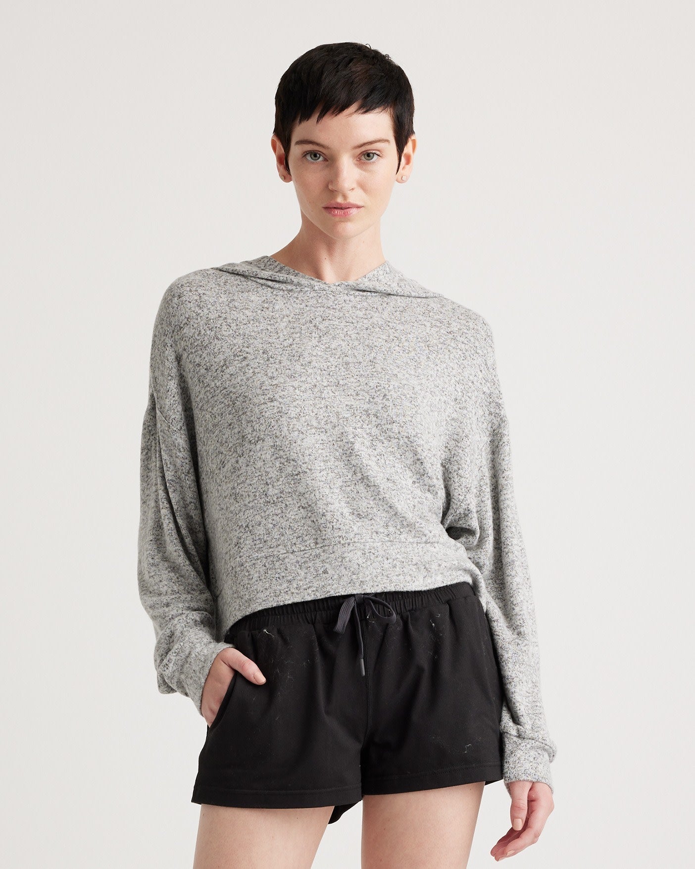 Brushed Lounge Cropped Pullover Hoodie