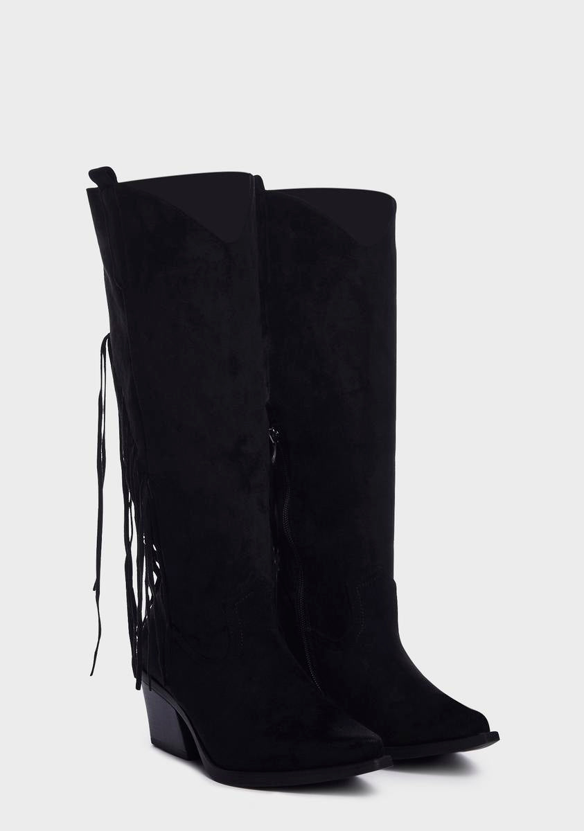 Swept Away Cowboy Boots - Black