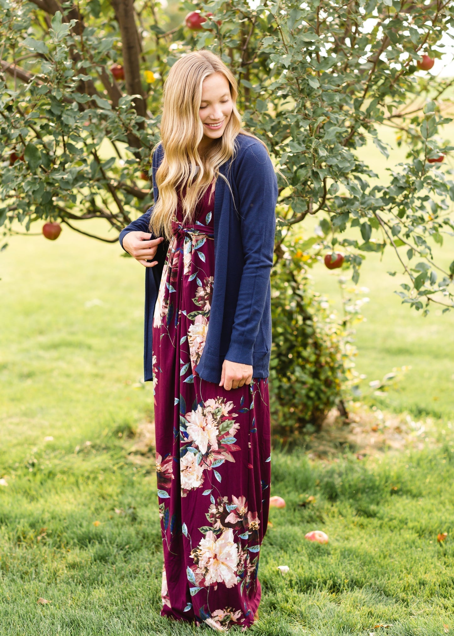 Burgandy Twist Front Floral Maxi Dress - FINAL SALE
