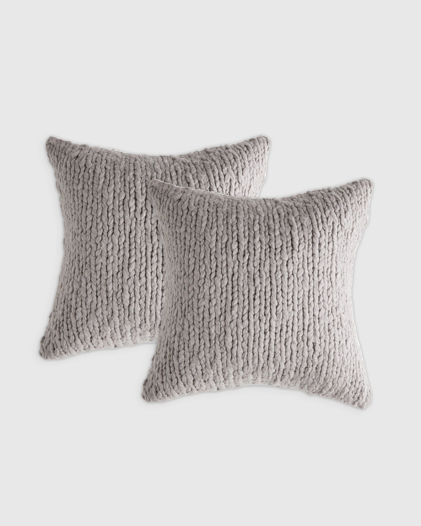Chunky Hand Knit Wool Pillow Cover - Set of 2
