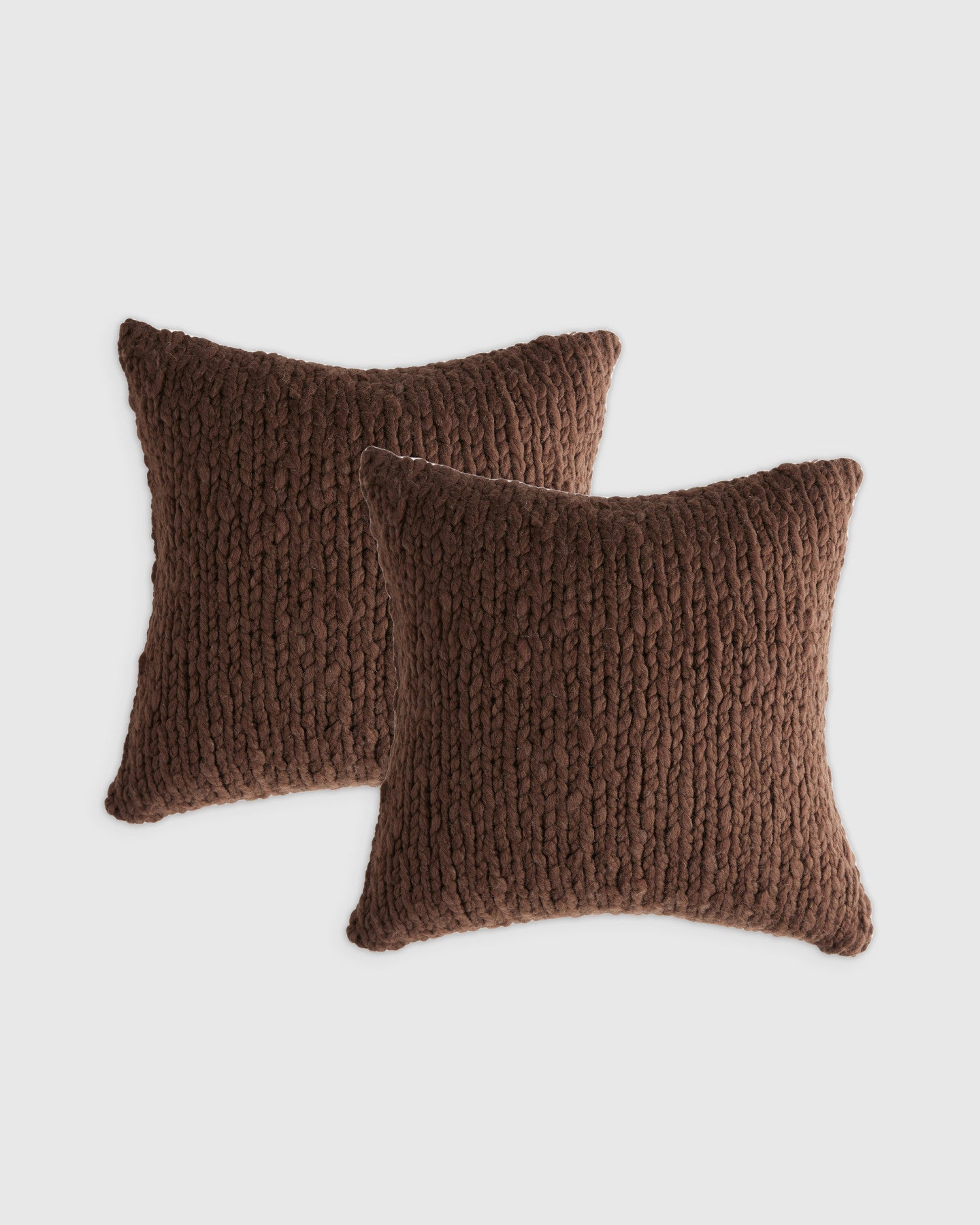 Chunky Hand Knit Wool Pillow Cover - Set of 2