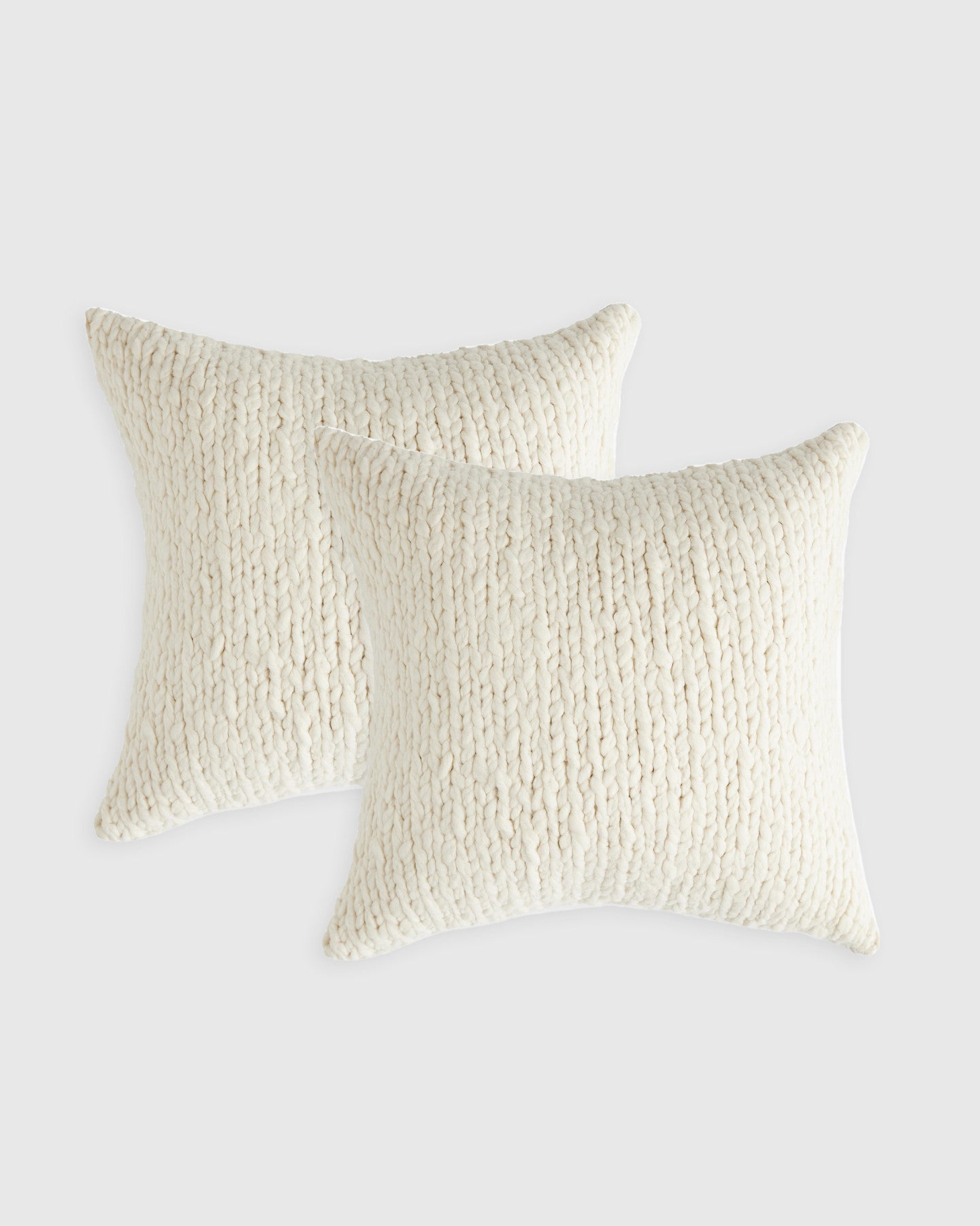 Chunky Hand Knit Wool Pillow Cover - Set of 2