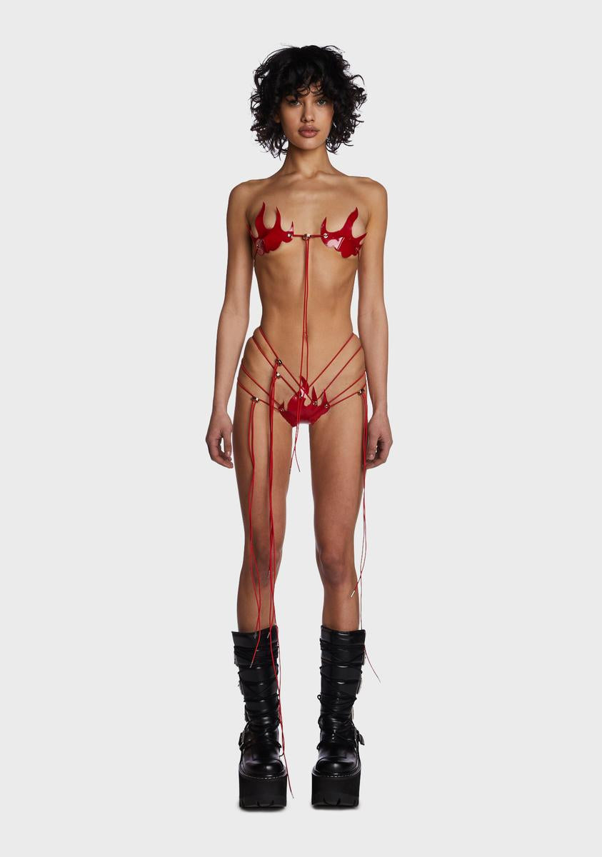 Fire Vinyl Bikini Set