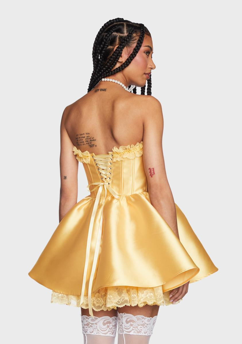 Forever Fancy Corset Dress - Yellow