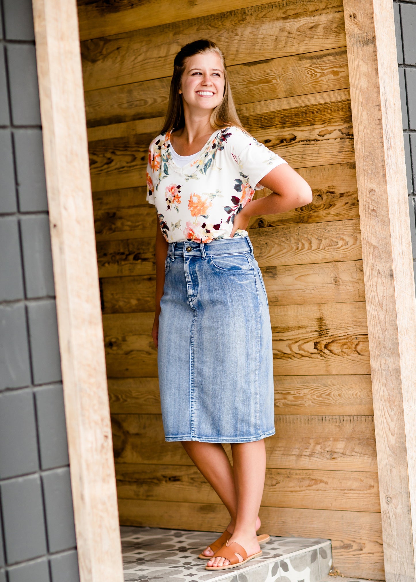 Five Pocket Light Denim Skirt - FINAL SALE