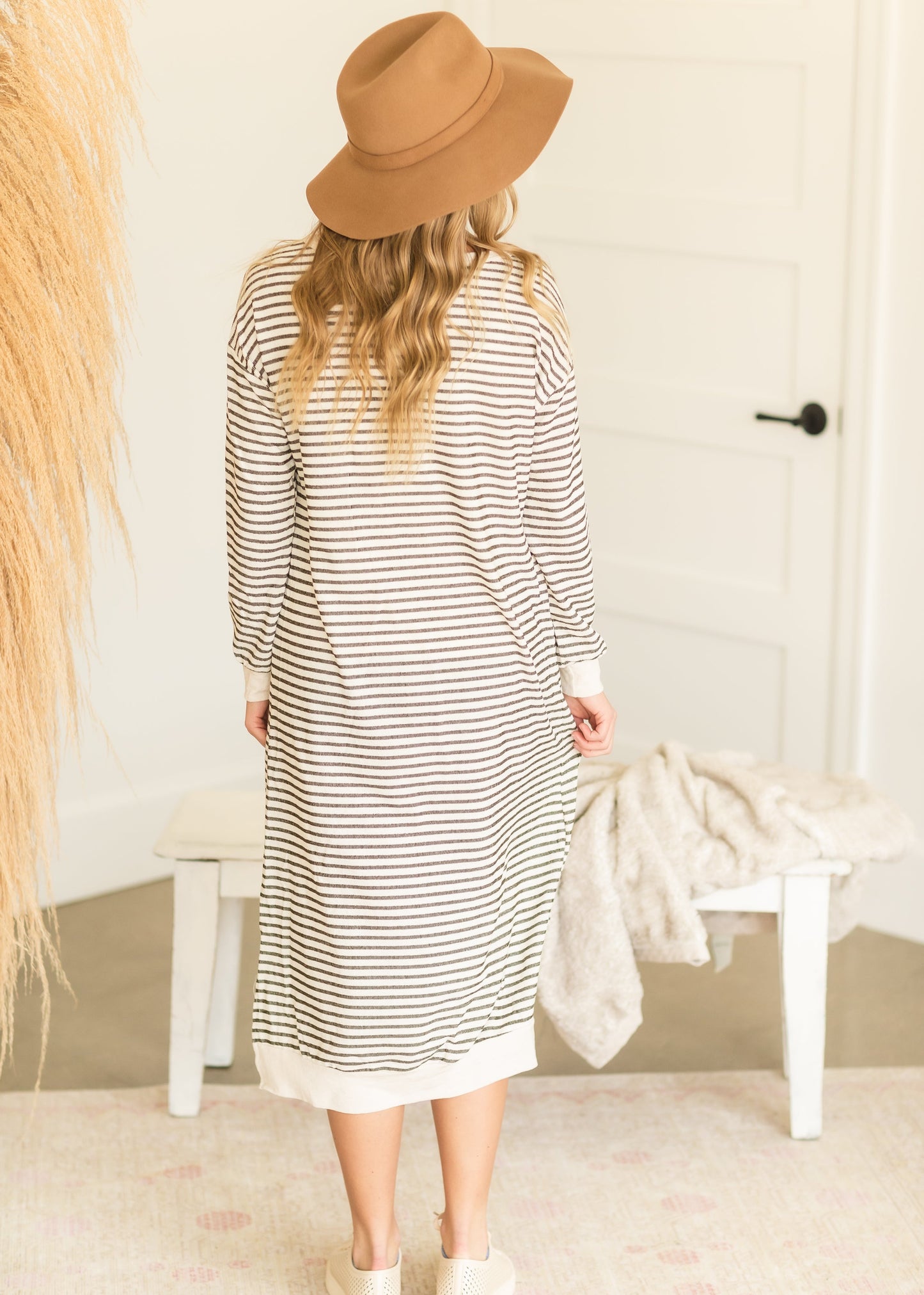 French Terry Striped Midi Dress