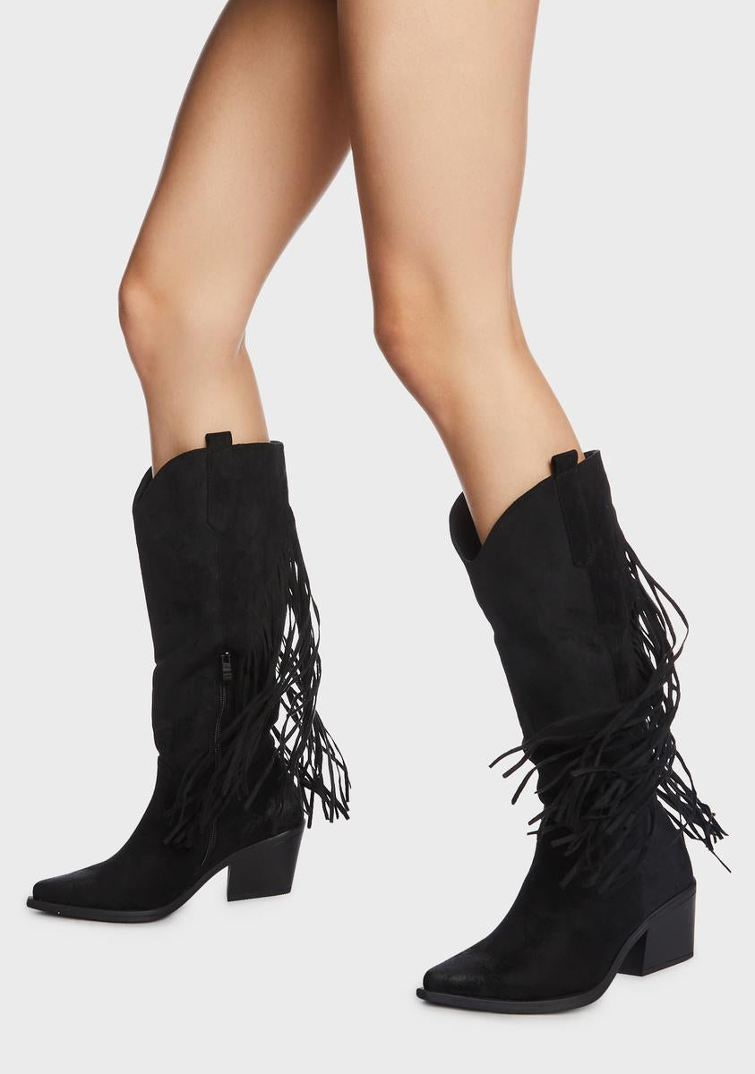 Swept Away Cowboy Boots - Black