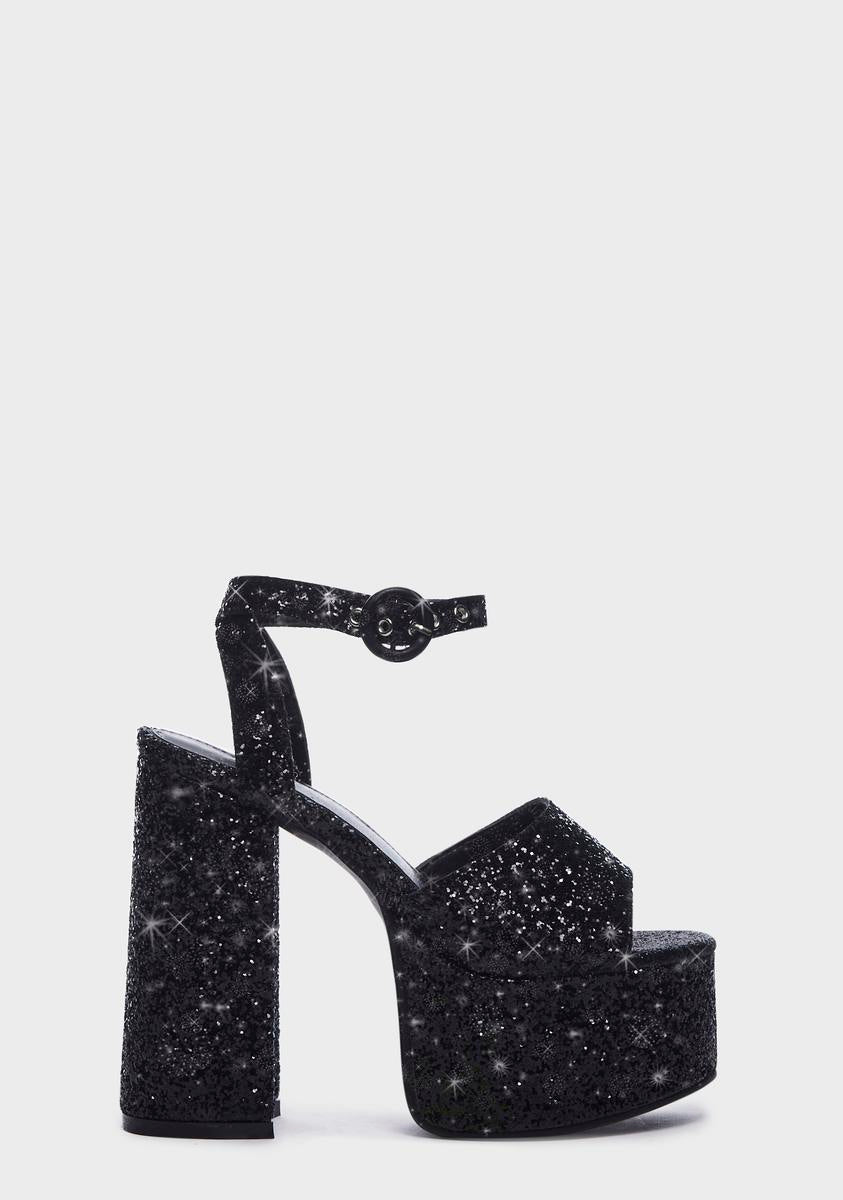 Black C Me Platform Heels