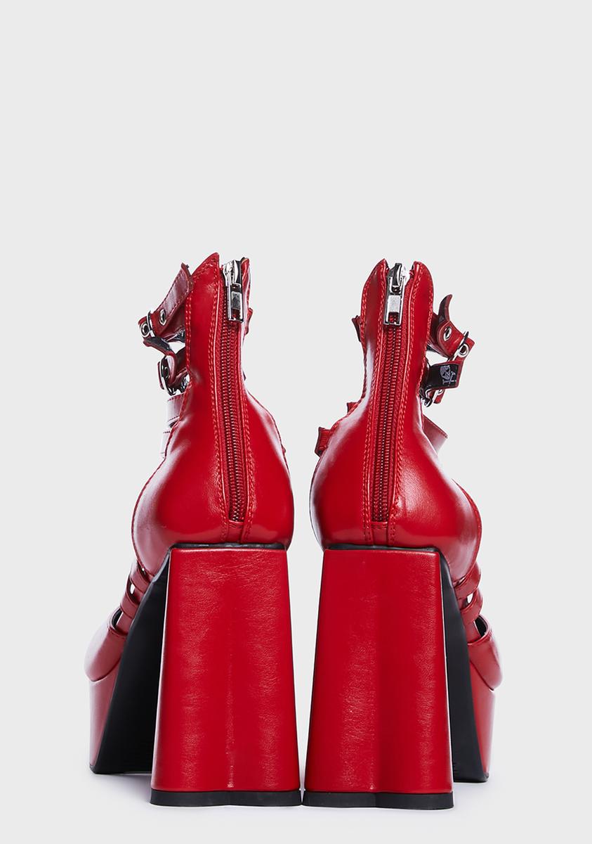 Red Love Language Platform Heels