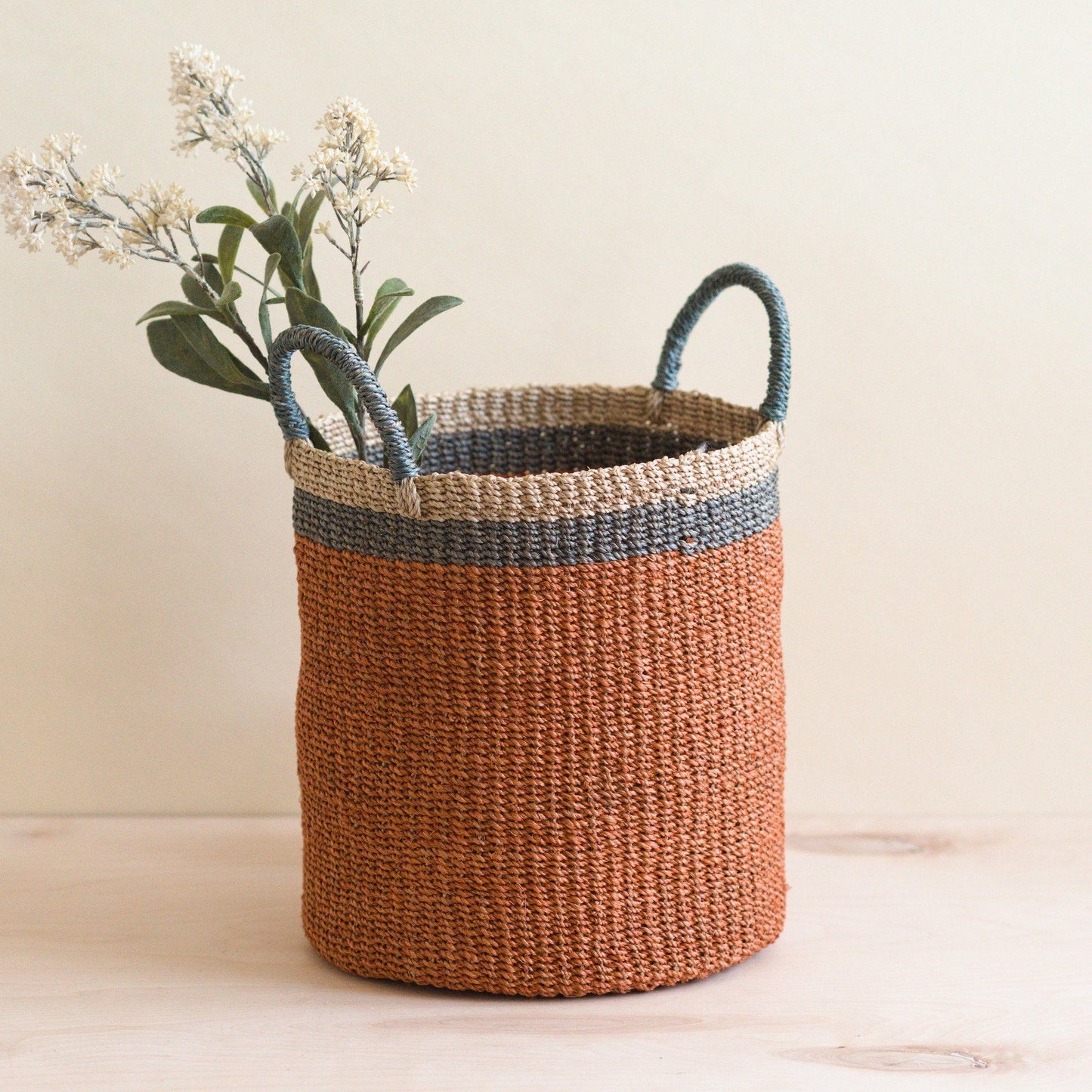 Coral Floor Basket with Handles